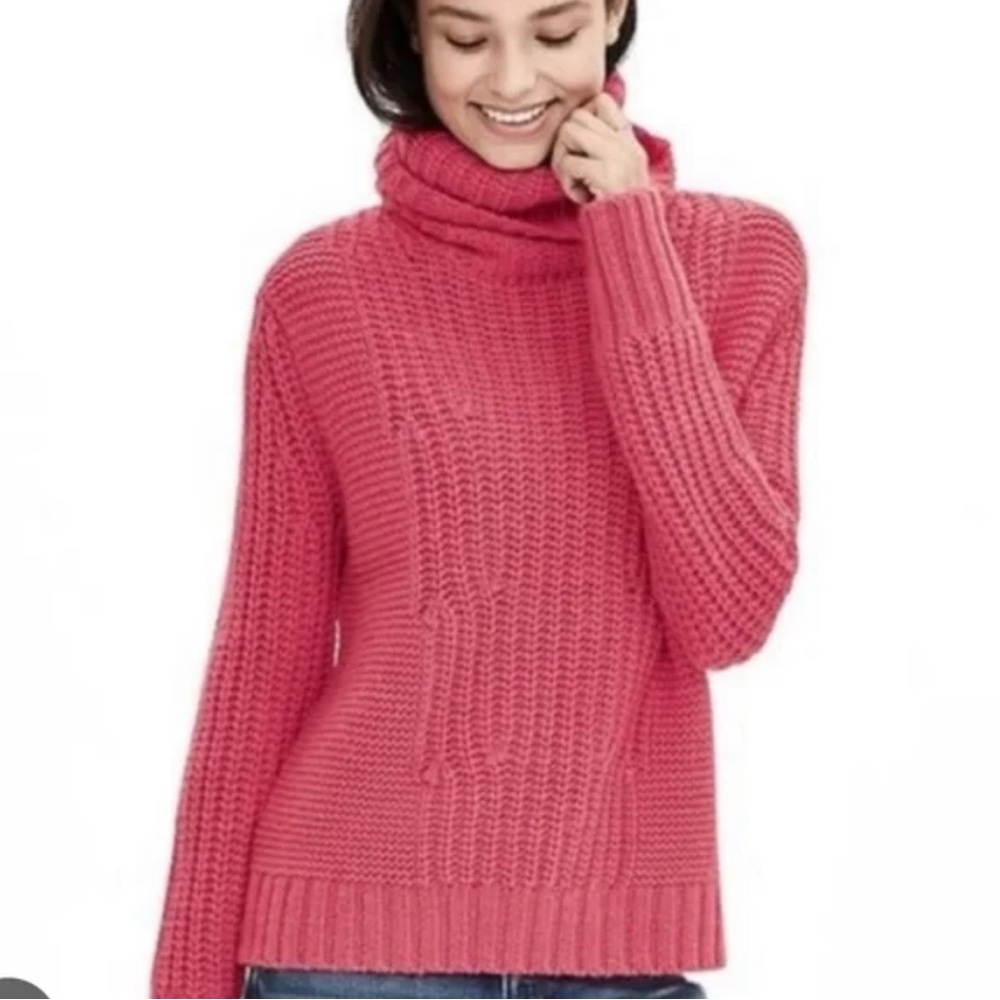 Banana Republic Hot Pink Turtleneck Sweater